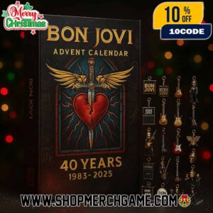 Bon Jovi Advent Calendar 40 Years 1983-2025 Ornament Set Band Logo Heart Dagger Guitar Holiday Countdown Rock Collectible Gift