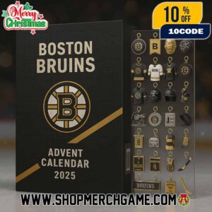 Boston Bruins 101st Anniversary 2025 Advent Calendar 24 Days Christmas Countdown Ornament Charm Collection NHL Hockey Black And Gold Holiday Collectible Gift Set