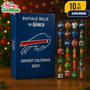 Buffalo Bills x The Grinch Advent Calendar 2025 Ornament Set 24 Day Holiday Countdown NFL Christmas Collectible Decorations Limited Edition