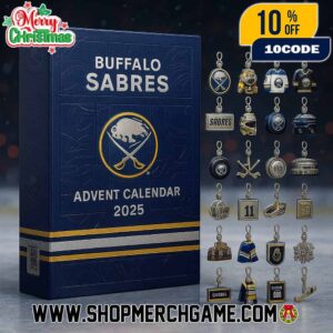 Buffalo Sabres 55th Anniversary 2025 Advent Calendar 24 Days Christmas Countdown Ornament Charm Collection NHL Hockey Blue And Gold Holiday Collectible Gift Set