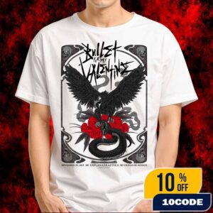 Bullet For My Valentine November 29 2025 Poster Explanada Azteca Ciudad De Mexico Black Eagle Red Roses Snake Gothic Concert Event Artwork Merchandise Unisex T-Shirt