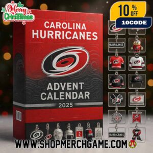 Carolina Hurricanes 53rd Anniversary 2025 Advent Calendar 24 Days Christmas Countdown Ornament Charm Collection NHL Hockey Red Black And White Holiday Collectible Gift Set