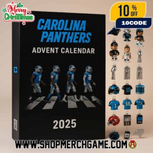Carolina Panthers 2025 Advent Calendar Ornament Set 24 Day Holiday Countdown NFL Football Collectible Decorations With Player Figurines Helmet And Team Logo Charms