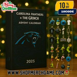 Carolina Panthers x The Grinch Advent Calendar 2025 Ornament Set 24 Day Holiday Countdown NFL Christmas Collectible Decorations Limited Edition