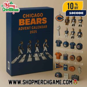 Chicago Bears Advent Calendar Ornament 2025 Collectible Mini Figurines Holiday Countdown Gift Set 24 Days Christmas Decorations NFL Memorabilia