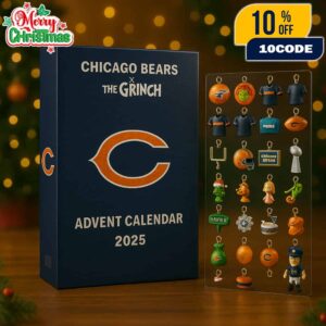Chicago Bears x The Grinch Advent Calendar 2025 Ornament Set 24 Day Holiday Countdown NFL Christmas Collectible Decorations Limited Edition