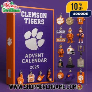 Clemson Tigers 2025 Advent Calendar 24 Day Holiday Countdown Collectible NCAA Football Ornament Set Gift University