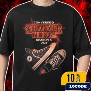Converse x Stranger Things Season 5 Poster 2025 Chuck Taylor Sneakers Collaboration Limited Edition Netflix Promotional Artwork Official Merch Unisex T-Shirt