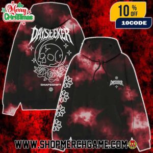 Dayseeker Shapeshift Dye Hoodie Red Black Tie Dye Pullover With Snowflakes Custom Dyed Streetwear Post-Hardcore Band Merch Winter Hoodie Unisex Shirt