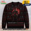 Iron Maiden Secret Lair Magic The Gathering Ugly Christmas Sweater Eddie Throne Design With Snowflakes Christmas Trees Heavy Metal Band Knitted Holiday Pullover Gift For Fans