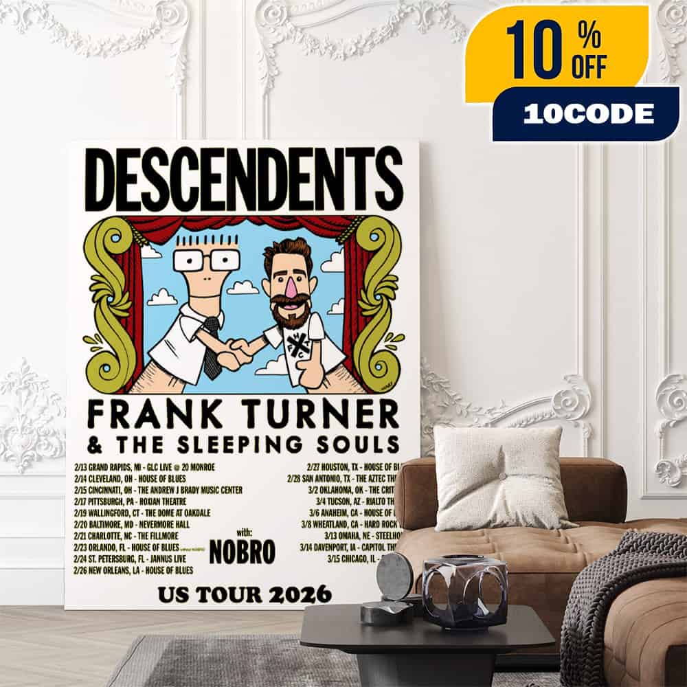 Descendents x Frank Turner x The Sleeping Souls With Nobro US Tour 2026 Poster Tour Dates Poster Canvas Home Decor Descendents x Frank Turner x The Sleeping Souls With Nobro US Tour 2026 Poster Tour Dates Poster Canvas Home Decor