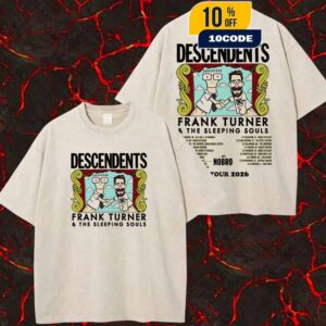 Descendents x Frank Turner x The Sleeping Souls With Nobro US Tour 2026 Poster Tour Dates Two Sides Washed Unisex T-Shirt