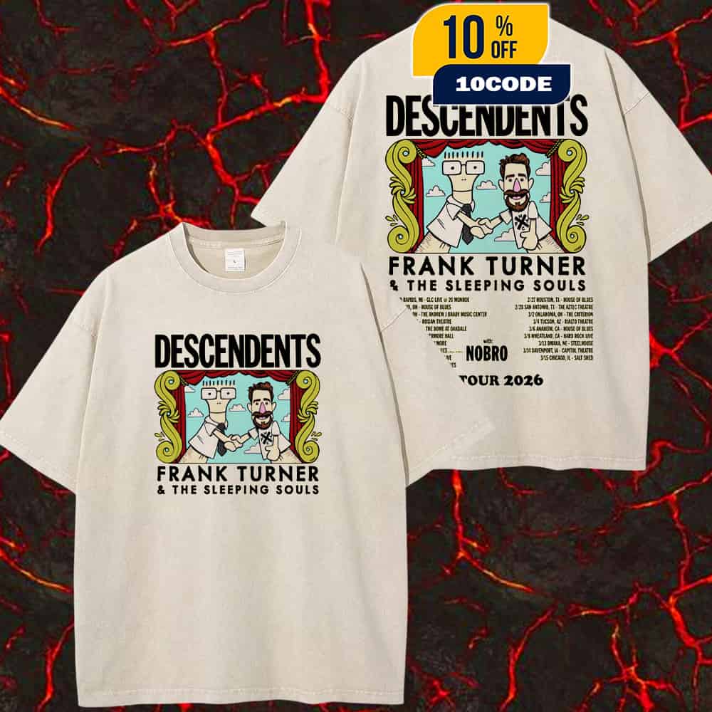 Descendents x Frank Turner x The Sleeping Souls With Nobro US Tour 2026 Poster Tour Dates Two Sides Washed Unisex T-Shirt Descendents x Frank Turner x The Sleeping Souls With Nobro US Tour 2026 Poster Tour Dates Two Sides Washed Unisex T-Shirt