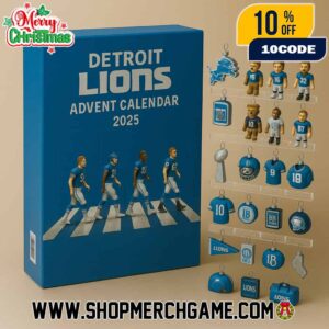 Detroit Lions Advent Calendar Ornament 2025 Collectible Mini Figurines Holiday Countdown Gift Set 24 Days Christmas Decorations NFL Memorabilia