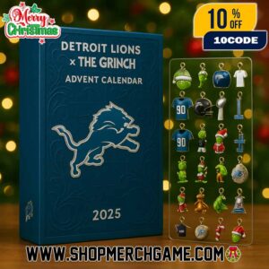 Detroit Lions x The Grinch Advent Calendar 2025 Ornament Set 24 Day Holiday Countdown NFL Christmas Collectible Decorations Limited Edition