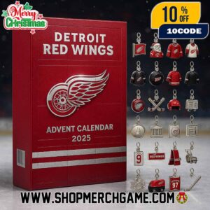 Detroit Red Wings 99th Anniversary 2025 Advent Calendar 24 Days Christmas Countdown Ornament Charm Collection NHL Hockey Red And White Holiday Collectible Gift Set