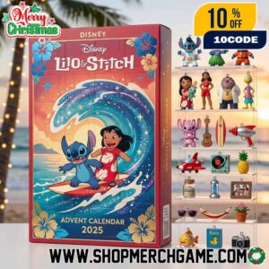 Disney Lilo And Stitch Advent Calendar 2025 With 24 Mini Ornaments Tropical Surfing Design Christmas Holiday Countdown Gift Box