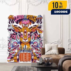 Dogs In A Pile Midwest Tour Poster By Chris Gipple Tour Dates Autumn 2025 Chicago Grand Rapids Detroit Poster Canvas Home Decor