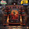 Doom x Rammstein Ugly Christmas Sweater Demon Slayer Fire Knit Pullover Hell Holiday Gift For Gaming Metal Fans