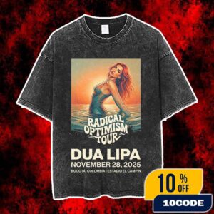 Dua Lipa Radical Optimism Tour Bogota Colombia November 28 2025 Estadio El Campin Concert Poster Sunset Art Vintage Washed Unisex T-Shirt