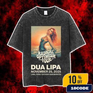 Dua Lipa Radical Optimism Tour Lima Peru November 25 2025 Estadio San Marcos Concert Poster Art Vintage Washed Unisex T-Shirt