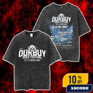 Durbuy Rock Festival 2026 April 17-18 Official Lineup Poster Belgium Metal Festival Unisex Two Sided Washed T-Shirt