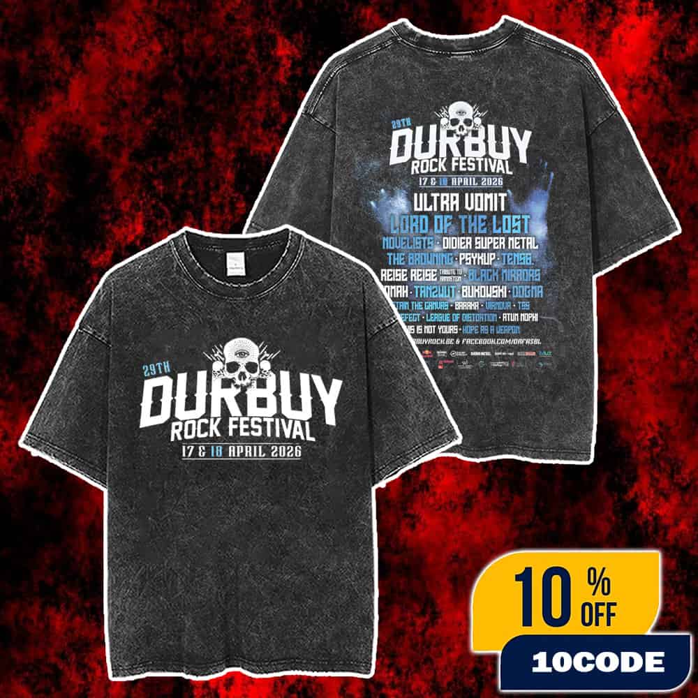 Durbuy Rock Festival 2026 April 17-18 Official Lineup Poster Belgium Metal Festival Unisex Two Sided Washed T-Shirt Durbuy Rock Festival 2026 April 17-18 Official Lineup Poster Belgium Metal Festival Unisex Two Sided Washed T-Shirt