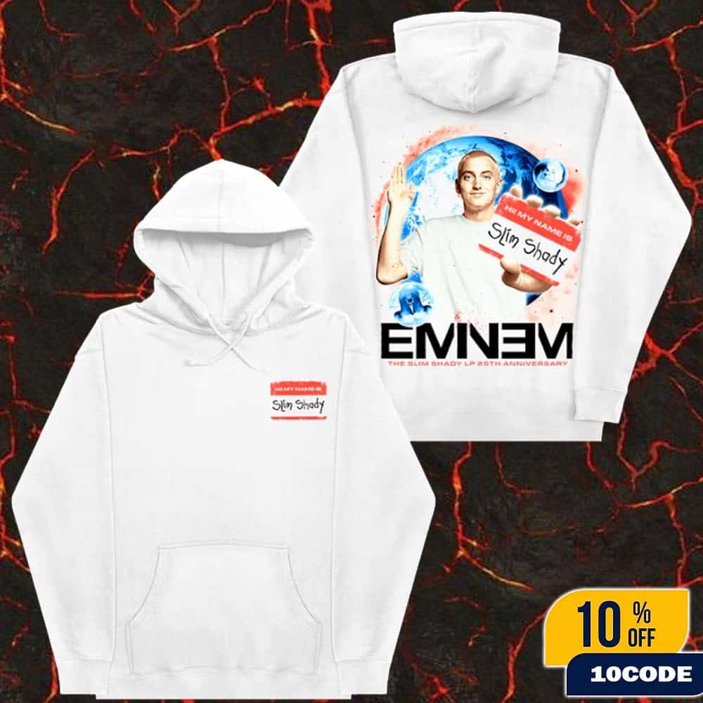 Eminem SSLP25 Name Tag Hoodie Merchandise The Slim Shady LP 25th Anniversary Unisex Tee Two Sides Eminem SSLP25 Name Tag Hoodie Merchandise The Slim Shady LP 25th Anniversary Unisex Tee Two Sides