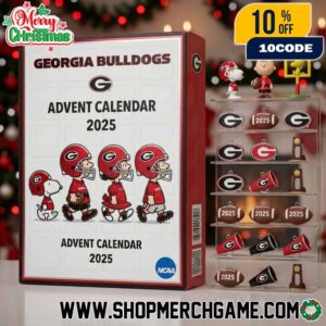 Georgia Bulldogs x Peanuts Advent Calendar 2025 NCAA Ornament Football Gift Box Christmas Countdown Collectible Mascot UGA Red Black