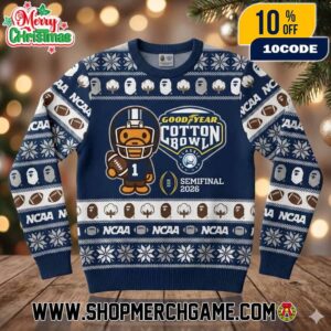 Goodyear Cotton Bowl Classic Semifinal 2026 x Bape NCAA Football Ugly Christmas Sweater Festive College Football Fan Apparel