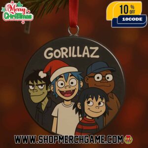 Gorillaz Christmas Ornament Four Members Holiday Decoration 2D Murdoc Noodle Russel Santa Hat Virtual Band Collectible Tree Decor