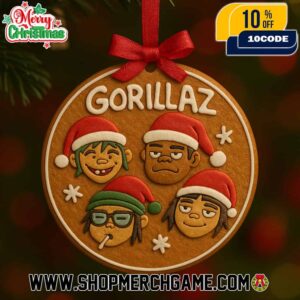 Gorillaz Ornament Gingerbread Cookie Design With Four Band Members 2D Murdoc Noodle Russel Christmas Tree Hanging Decoration For Virtual Band Fans