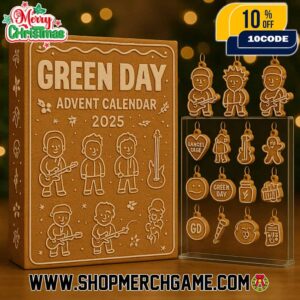 Green Day Advent Calendar 2025 Ornament Set 24 Day Holiday Countdown With Gingerbread Band Members Danger Cage American Idiot Punk Rock Collectible