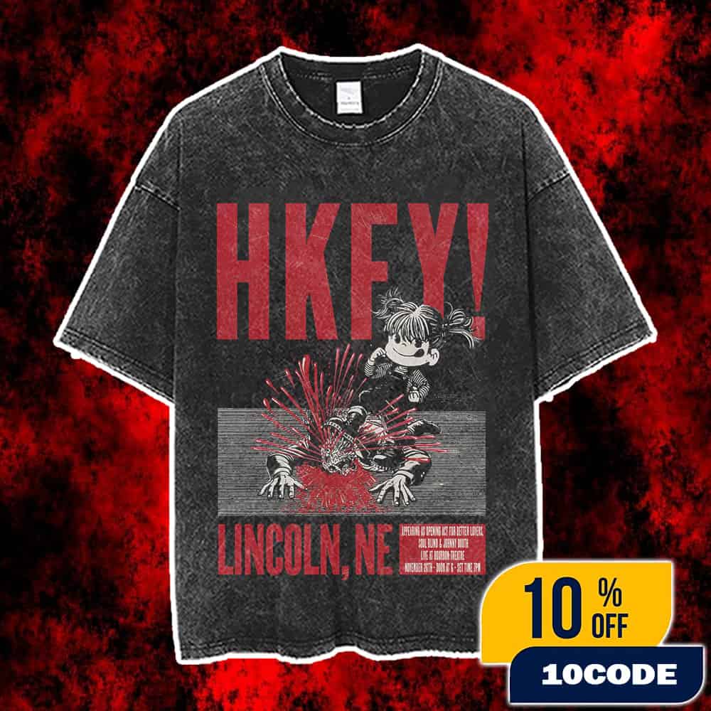 HKFY November 26 2025 Lincoln NE Concert Poster Bourbon Theatre Live Show Lineup Hong Kong Fuck You Soul Blind Johnny Booth Better Lovers Tour Event Flyer Red Black Washed T-Shirt HKFY November 26 2025 Lincoln NE Concert Poster Bourbon Theatre Live Show Lineup Hong Kong Fuck You Soul Blind Johnny Booth Better Lovers Tour Event Flyer Red Black Washed T-Shirt