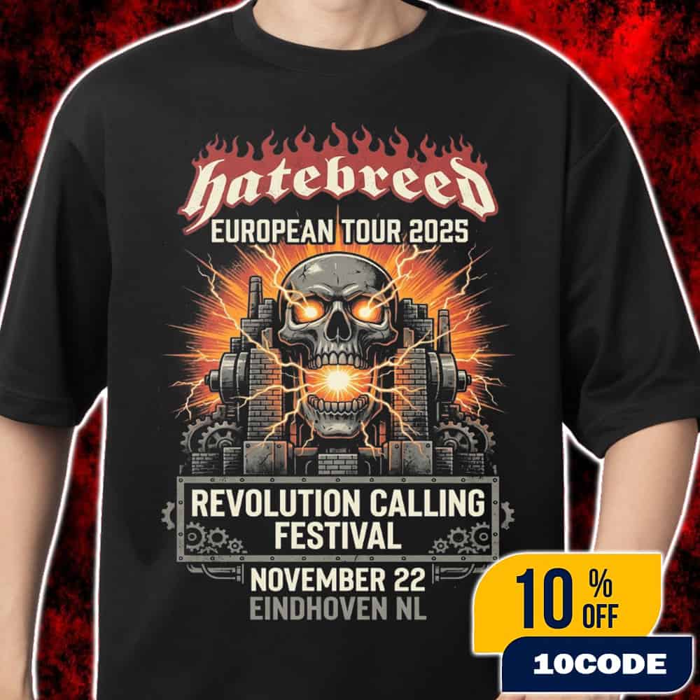 Hatebreed European Tour 2025 Revolution Calling Festival November 22 Eindhoven Netherlands Klokgebouw Hardcore Punk Event Poster Skull Industrial Design Merch Unisex T-Shirt Hatebreed European Tour 2025 Revolution Calling Festival November 22 Eindhoven Netherlands Klokgebouw Hardcore Punk Event Poster Skull Industrial Design Merch Unisex T-Shirt