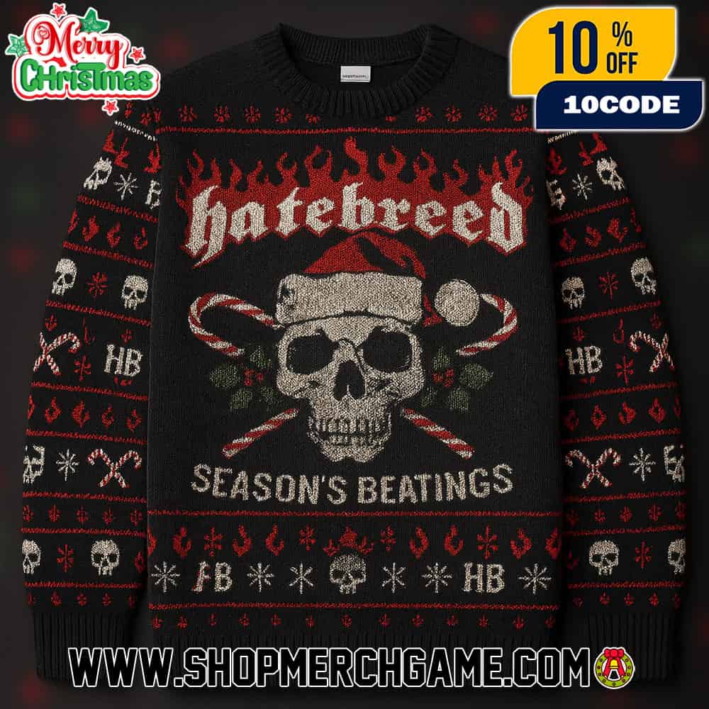 Hatebreed Seasons Beatings Skull Santa Ugly Christmas Sweater Unisex Knitted Black Metal Band Pullover Hatebreed Seasons Beatings Skull Santa Ugly Christmas Sweater Unisex Knitted Black Metal Band Pullover
