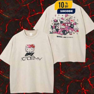 Hello Kitty And Friends x F1 Academy Sanrio Characters Artwork F1 Crew Las Vegas Grand Prix 2025 November 8-9 At The Venetian Las Vegas Two Sides Washed Unisex T-Shirt