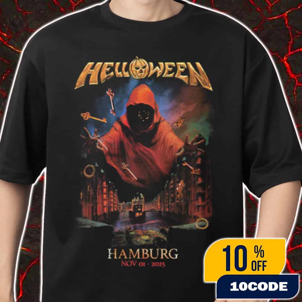 Helloween Band Pop-Up Merch Event Exclusive Limited Each City Edition 40 Years Anniversary Tour On November 1 2025 At Hamburg DE Merch Unisex T-Shirt Helloween Band Pop-Up Merch Event Exclusive Limited Each City Edition 40 Years Anniversary Tour On November 1 2025 At Hamburg DE Merch Unisex T-Shirt