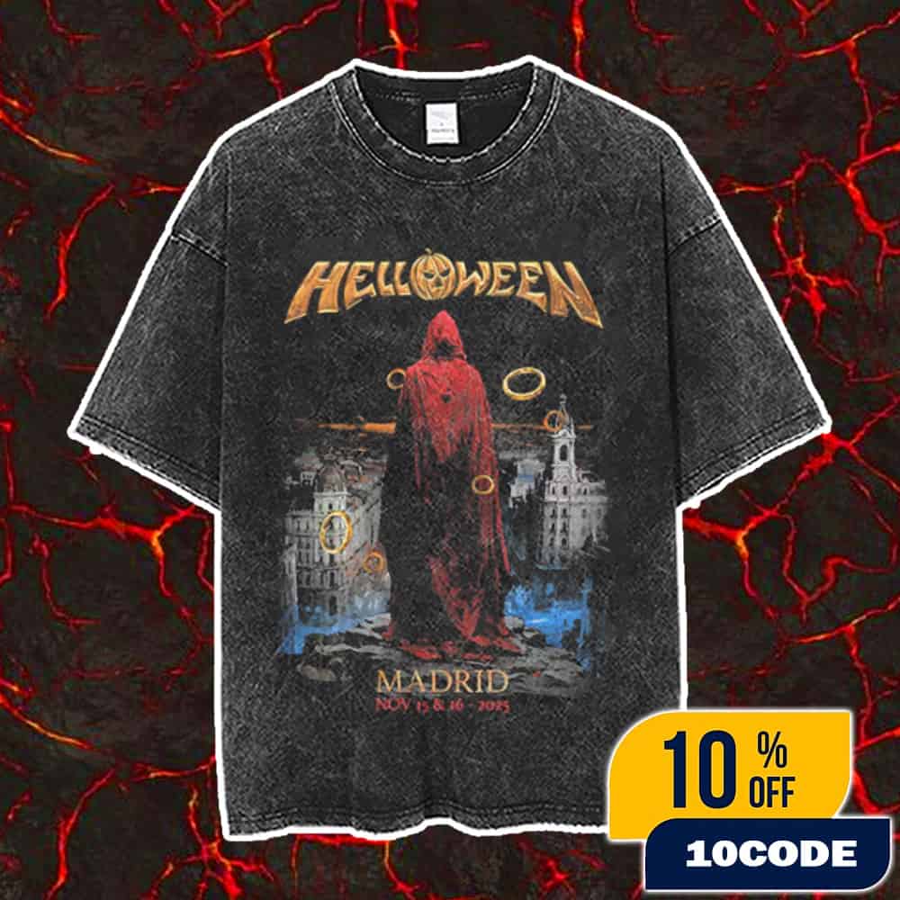 Helloween Band Pop-Up Merch Event Exclusive Limited Each City Edition 40 Years Anniversary Tour On November 15-16 2025 At Madrid Spain Vintage Washed Unisex T-Shirt Helloween Band Pop-Up Merch Event Exclusive Limited Each City Edition 40 Years Anniversary Tour On November 15-16 2025 At Madrid Spain Vintage Washed Unisex T-Shirt