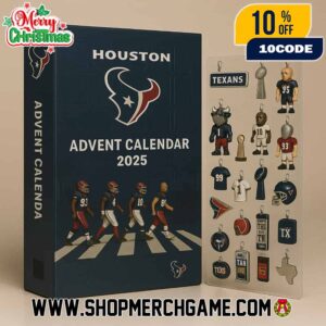 Houston Texans Advent Calendar 2025 Ornament Set 24 Day Holiday Countdown NFL Football Collectible Decorations With Player Figurines Texas State Charm And Team Logo Accessories