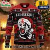 Powerwolf Band Ugly Christmas Sweater Burgundy Gold Knit Pullover Werewolf Santa Lightning Bolt Crown Cross Pattern Heavy Metal Holiday Winter Merry Metal Mas Unisex