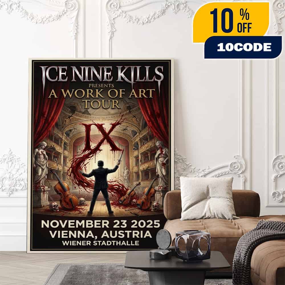 Ice Nine Kills November 23 2025 Vienna Austria Wiener Stadthalle A Work Of Art Tour Poster Metalcore Concert Event Poster Canvas Home Decor Ice Nine Kills November 23 2025 Vienna Austria Wiener Stadthalle A Work Of Art Tour Poster Metalcore Concert Event Poster Canvas Home Decor
