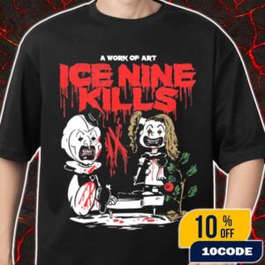Ice Nine Kills x Art The Clown Terrifier A Work Of Art Keys Of Carnage New Christmas 2025 Collection Merch Unisex T-Shirt