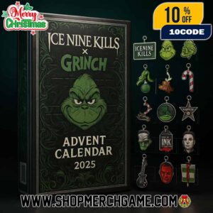 Ice Nine Kills x Grinch Advent Calendar 2025 Ornament Set Collectible Metal Christmas Charms
