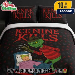 Ice Nine Kills x Grinch Bedding Set 2025 Nightmare In Whoville Full Queen King Duvet Cover Horror Christmas Comforter Pillowcases Metalcore Band Home Decor