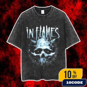 In Flames Frozen Jester Skull Official Band Merch 2025 Metal Skull Artwork Washed Unisex T-Shirt