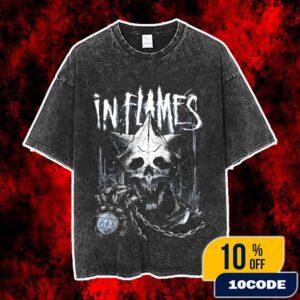 In Flames In Chains Official Band Merch 2025 Metal Skull Artwork Washed Unisex T-Shirt
