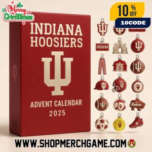 Indiana Hoosiers 2025 Advent Calendar 24 Day Holiday Countdown Collectible NCAA Basketball Ornament Set Gift University