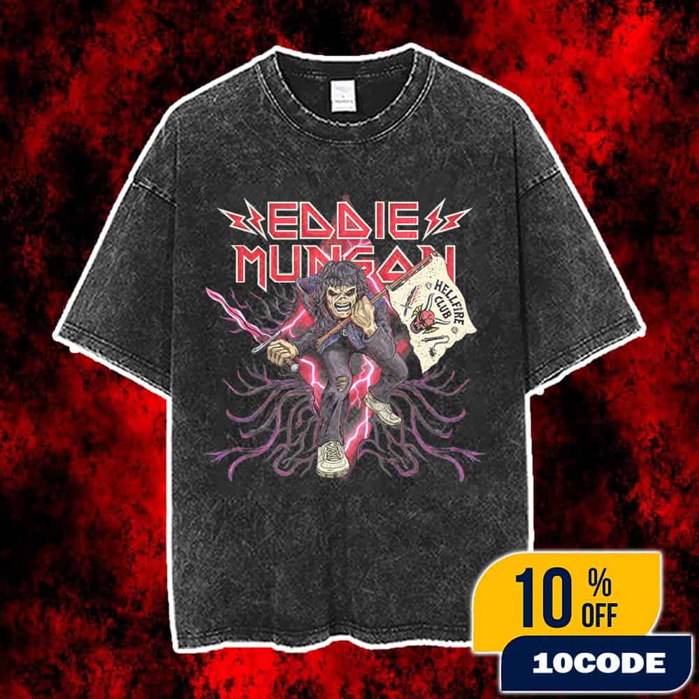 Iron Maiden Eddie The Head x Stranger Things Season 5 Eddie Munson Hellfire Club Artwork By Travis Knight 2025 Vintage Washed Unisex T-Shirt Iron Maiden Eddie The Head x Stranger Things Season 5 Eddie Munson Hellfire Club Artwork By Travis Knight 2025 Vintage Washed Unisex T-Shirt