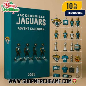 Jacksonville Jaguars Advent Calendar Ornament 2025 Collectible Mini Figurines Holiday Countdown Gift Set 24 Days Christmas Decorations NFL Memorabilia